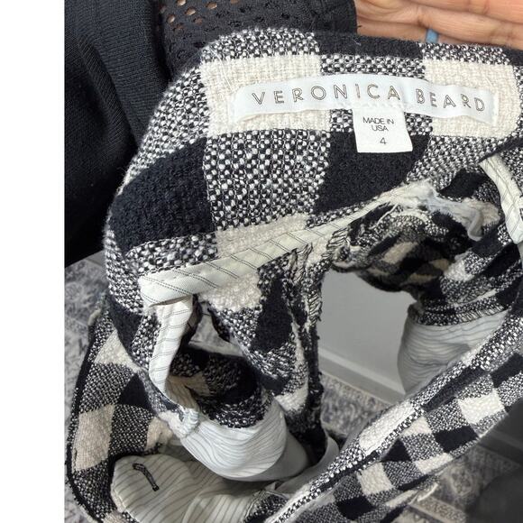 Veronica Beard Black, White Preppy Carito Gingham Rolled-Cuff Shorts / Size-4 - Picture 6 of 7